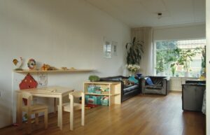 Ontwerp kinderspeelhoek in woonkamer